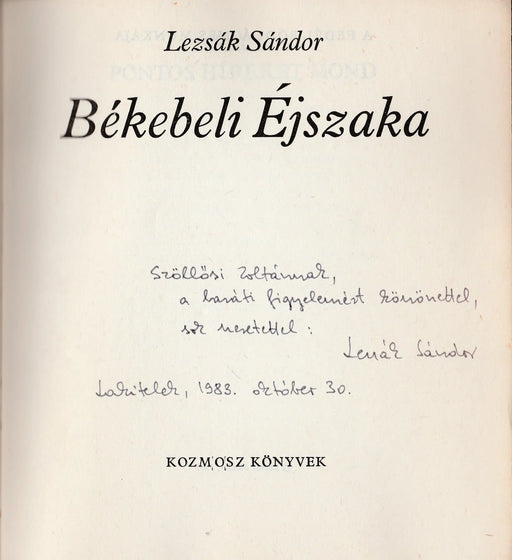 Békebeli Éjszaka - Oskola Antikvárium