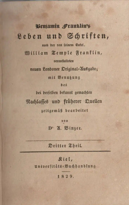 Benjamin Franklin's Leben und Schriften I - IV. - Oskola Antikvárium