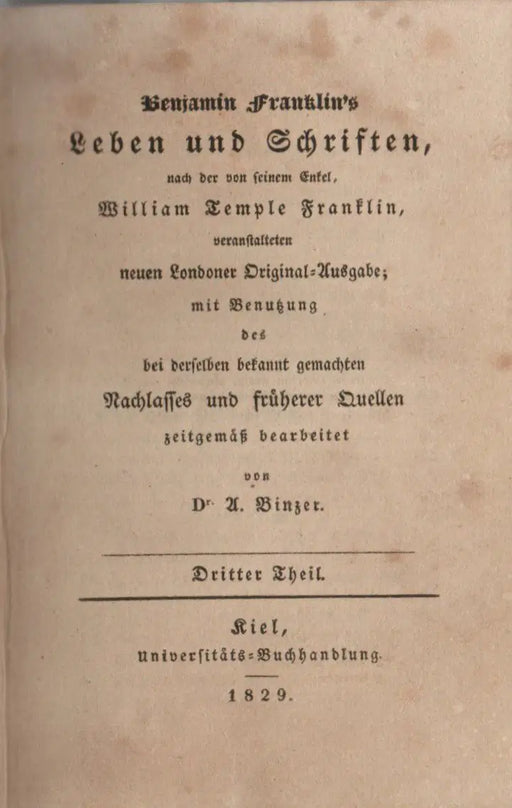 Benjamin Franklin's Leben und Schriften I - IV. - Oskola Antikvárium