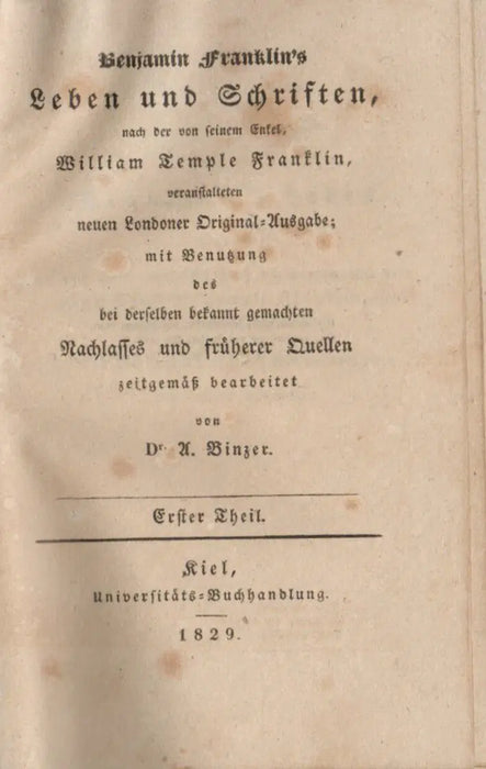 Benjamin Franklin's Leben und Schriften I - IV. - Oskola Antikvárium