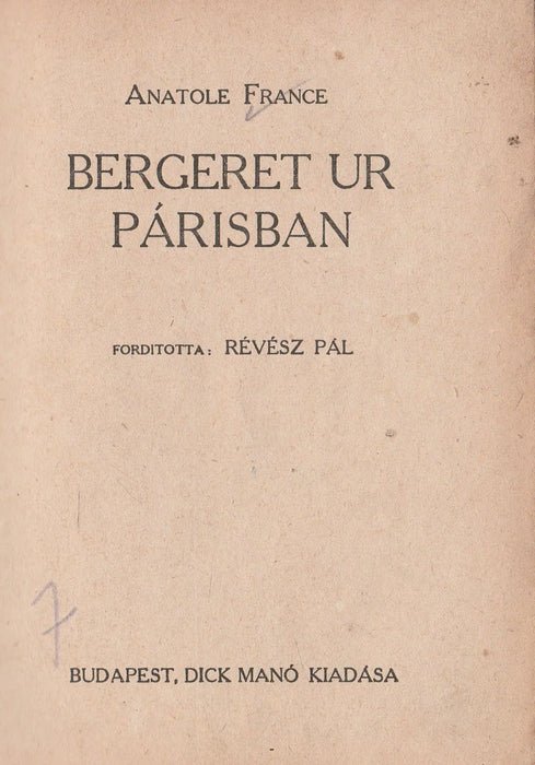 Bergeret úr Párisban - Oskola Antikvárium
