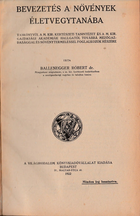 Bevezetés a növények életvegytanába - Oskola Antikvárium