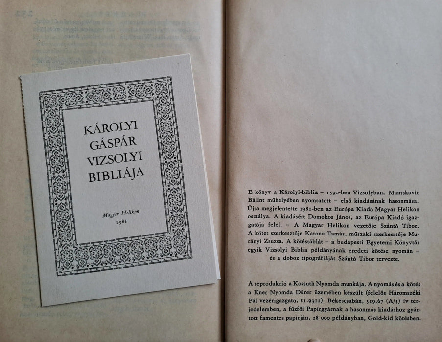 Biblia I - II. - Károlyi Gáspár vizsolyi Bibliája - Oskola Antikvárium