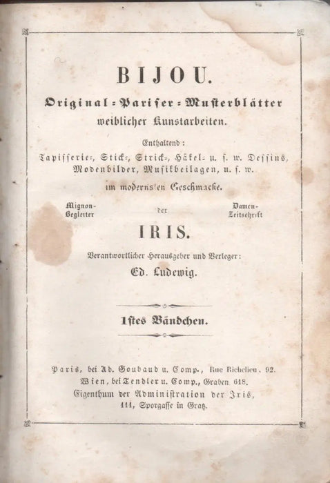 Bijou - Original Pariser Musterblätter weiblicher Kunstarbeiten I - II. - Oskola Antikvárium