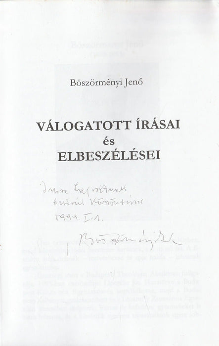 Böszörményi Jenő válogatott írásai és elbeszélései - Oskola Antikvárium