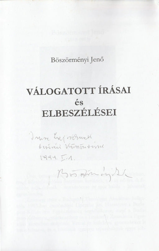 Böszörményi Jenő válogatott írásai és elbeszélései - Oskola Antikvárium