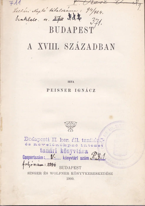 Budapest a XVIII. században - Oskola Antikvárium