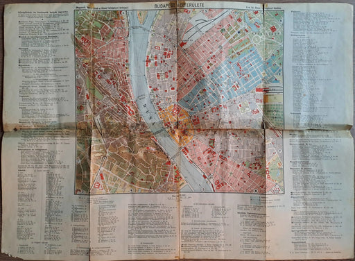 Budapest belterületének legújabb térképe utca - és középületek jegyzékével 1929 - Oskola Antikvárium
