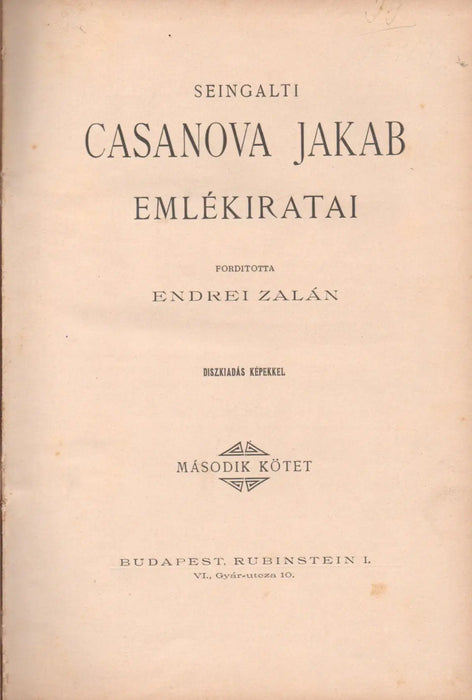 Casanova szerelmi kalandjai - Oskola Antikvárium