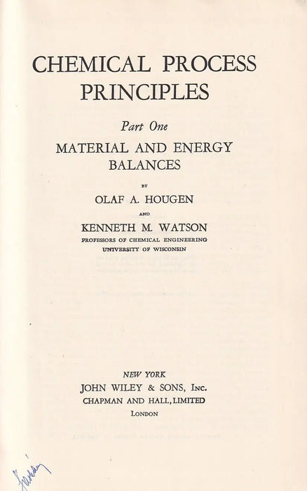 Chemical Process Principles I - II. - Oskola Antikvárium