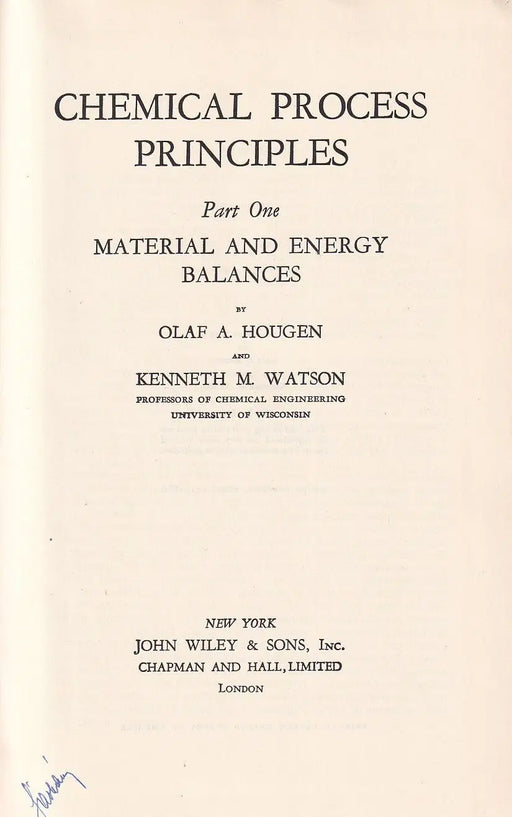 Chemical Process Principles I - II. - Oskola Antikvárium