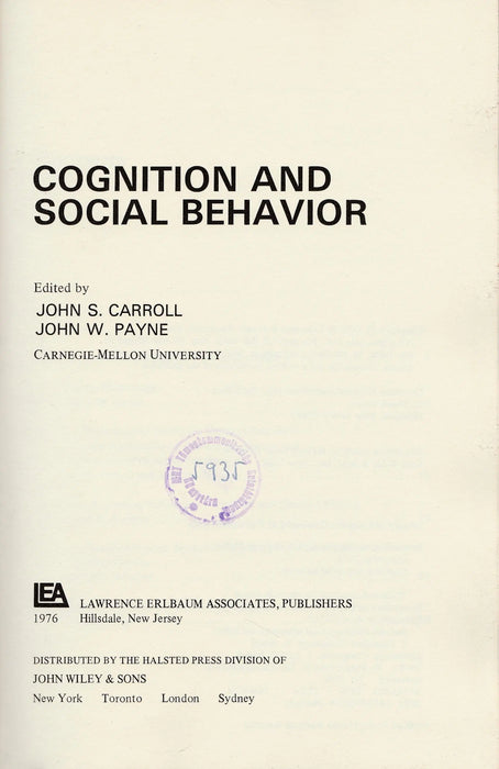 Cognition and Social Behavior - Oskola Antikvárium