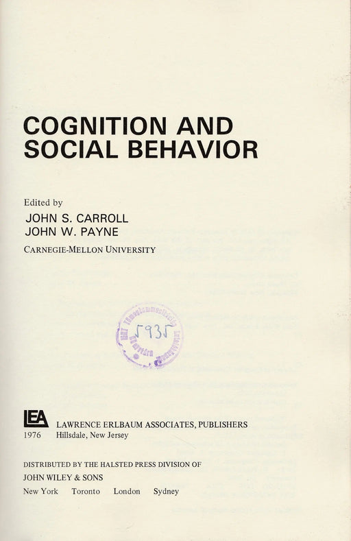 Cognition and Social Behavior - Oskola Antikvárium