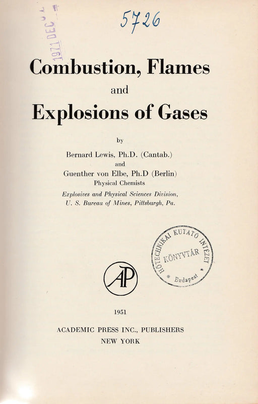 Combustion, Flames and Explosions of Gases - Oskola Antikvárium