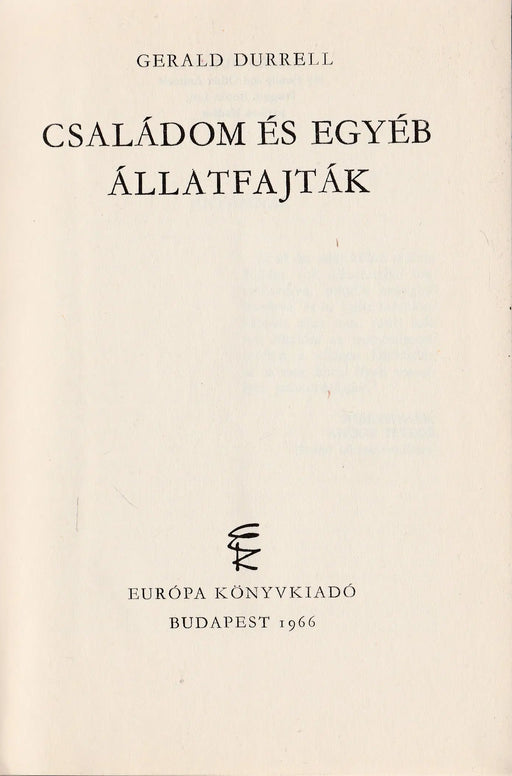 Családom és egyéb állatfajták - Oskola Antikvárium