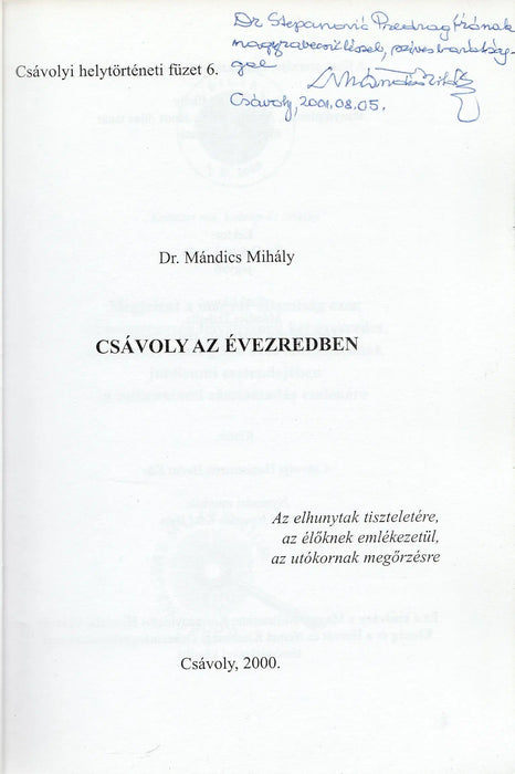 Csávoly az évezredben - Oskola Antikvárium