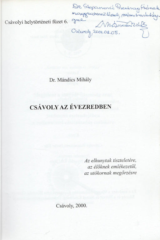 Csávoly az évezredben - Oskola Antikvárium