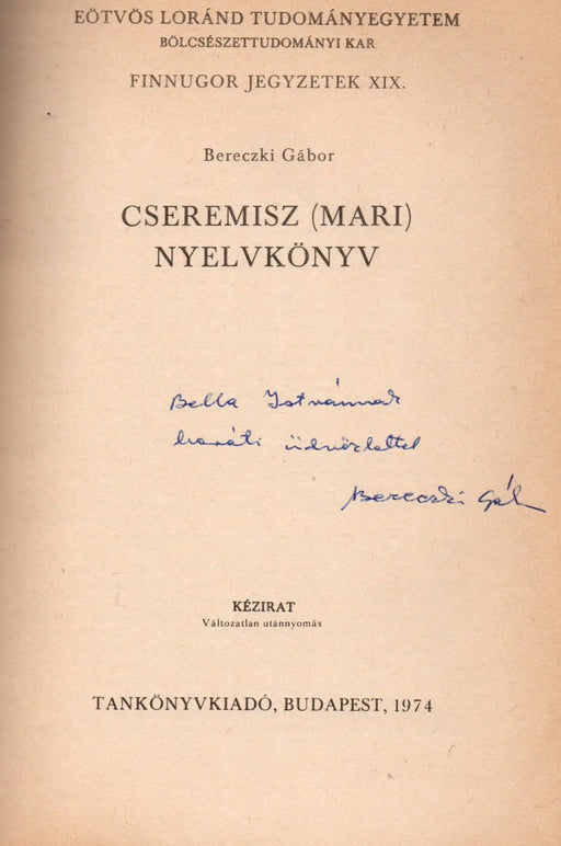 Cseremisz (mari) nyelvkönyv - Oskola Antikvárium