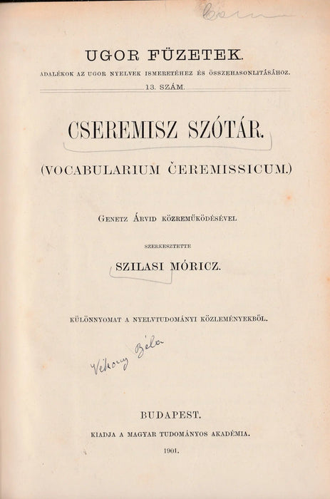Cseremisz szótár - Oskola Antikvárium
