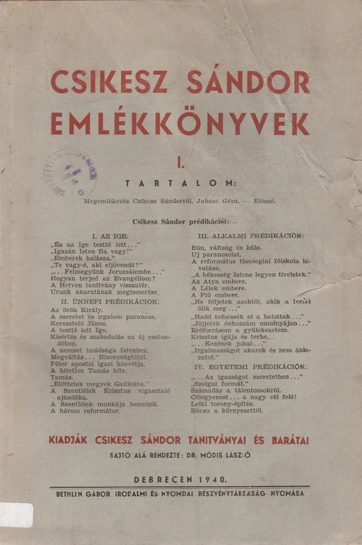 Csikesz Sándor emlékkönyvek I. - Oskola Antikvárium