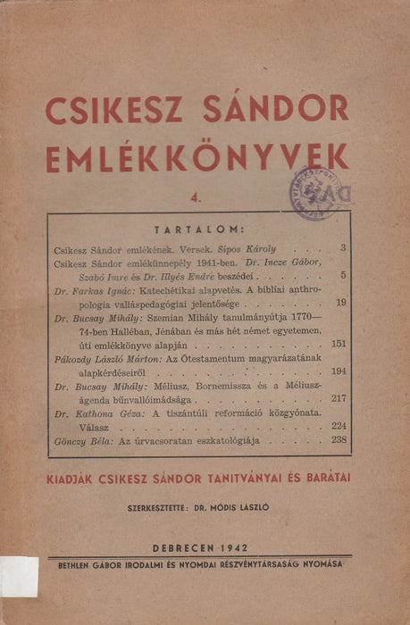 Csikesz Sándor emlékkönyvek IV. - Oskola Antikvárium