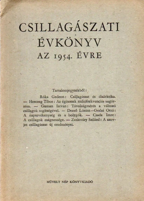 Csillagászati évkönyv az 1954. évre - Oskola Antikvárium