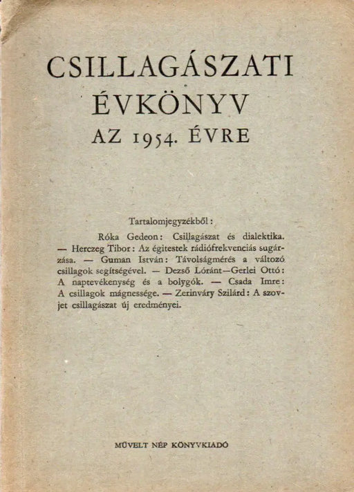 Csillagászati évkönyv az 1954. évre - Oskola Antikvárium