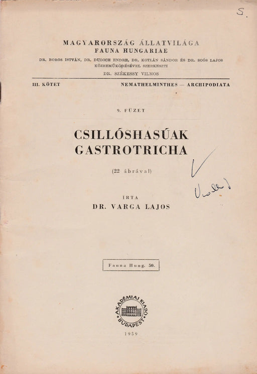 Csillóshasúak - Gastrotricha - Oskola Antikvárium