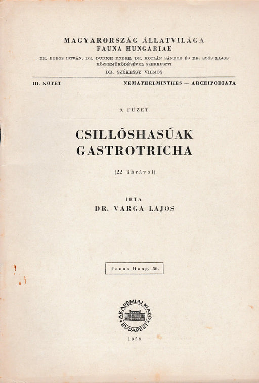 Csillóshasúak - Gastrotricha - Oskola Antikvárium