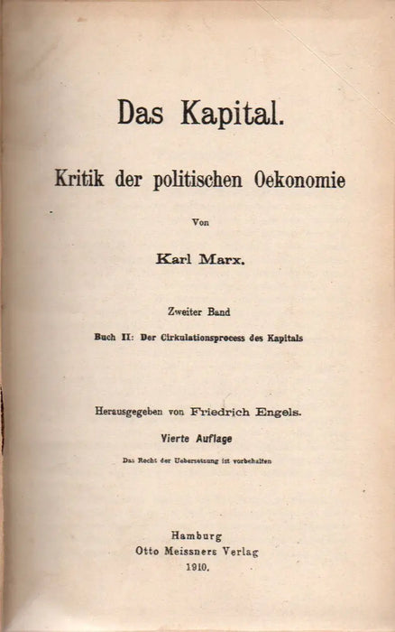 Das Kapital - Kritik des politischen Oekonomie I - II. - Oskola Antikvárium