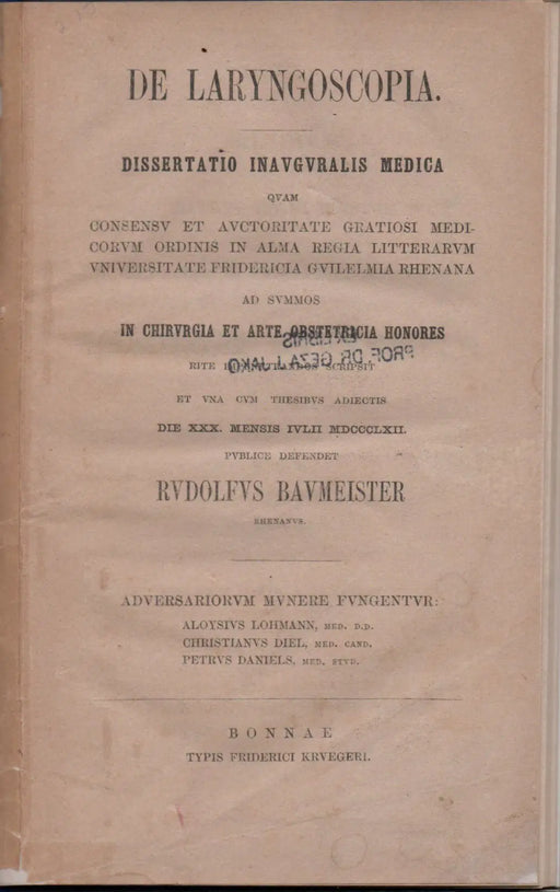De Laryngoscopia - Oskola Antikvárium