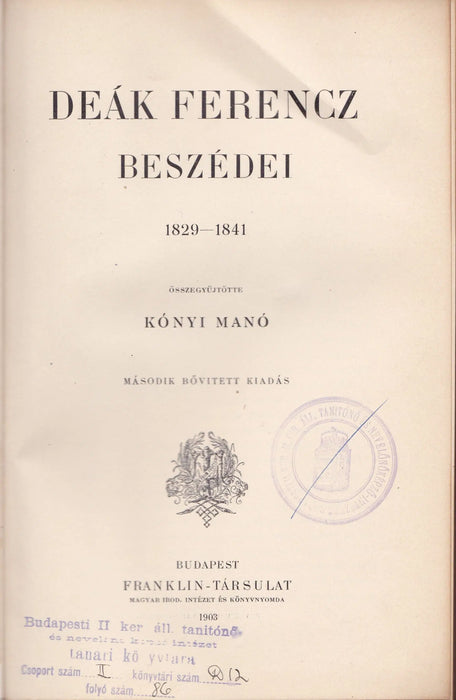 Deák Ferencz beszédei I - VI. - Oskola Antikvárium