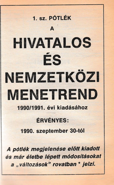 Délnyugati területi menetrend 1990 - 1991 - Oskola Antikvárium