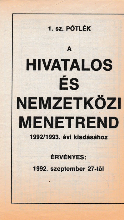Délnyugati területi menetrend 1991 - 1992 - Oskola Antikvárium