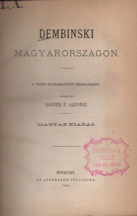 Dembinski Magyarországon - Oskola Antikvárium