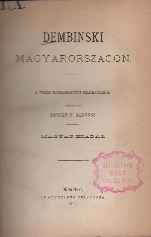 Dembinski Magyarországon - Oskola Antikvárium