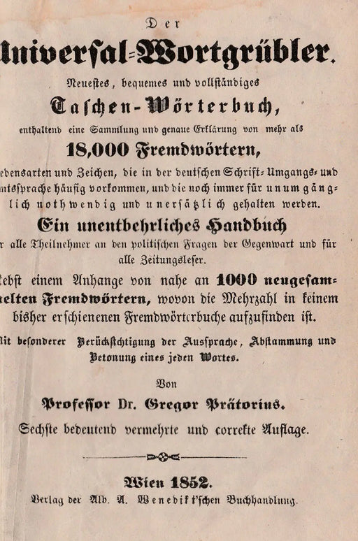 Der Universal - Wortgrübler - Oskola Antikvárium