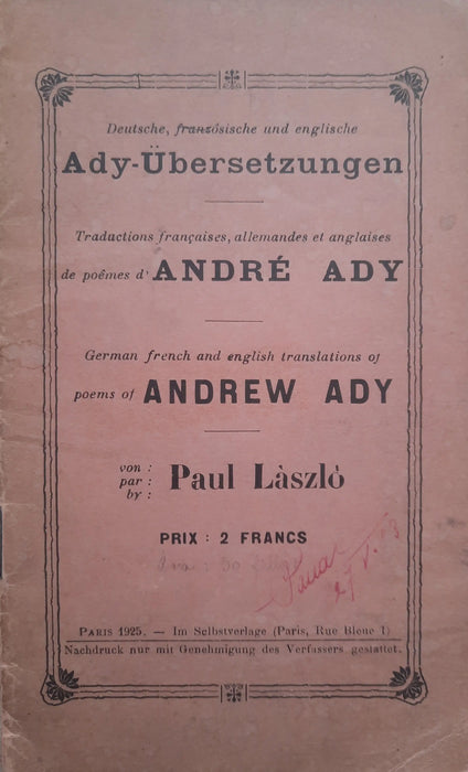 Deutsche, französische und englische Ady - Übersetzungen - Oskola Antikvárium