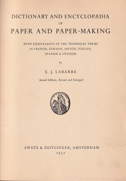 Dictionary and Encyclopedia of Paper and Paper - Making - Oskola Antikvárium
