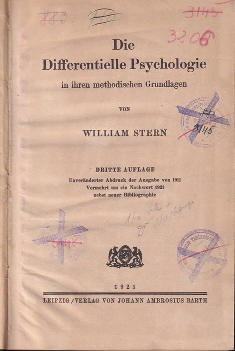 Die Differentielle Psychologie in ihren metodischen Grundlagen - Oskola Antikvárium