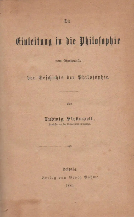 Die Einleitung in die Philosophie - Oskola Antikvárium
