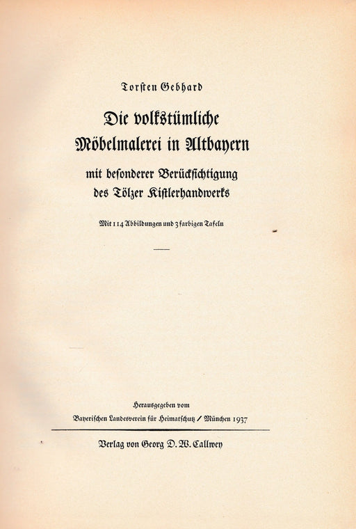 Die volkstümliche Möbelmalerei in Altbayern - Oskola Antikvárium