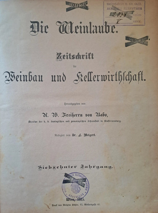 Die Weinlaube 1885 - Oskola Antikvárium