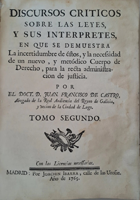 Discursos criticos sobre las leyes II. - Oskola Antikvárium