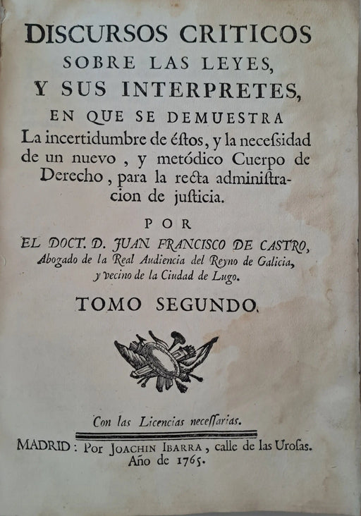 Discursos criticos sobre las leyes II. - Oskola Antikvárium
