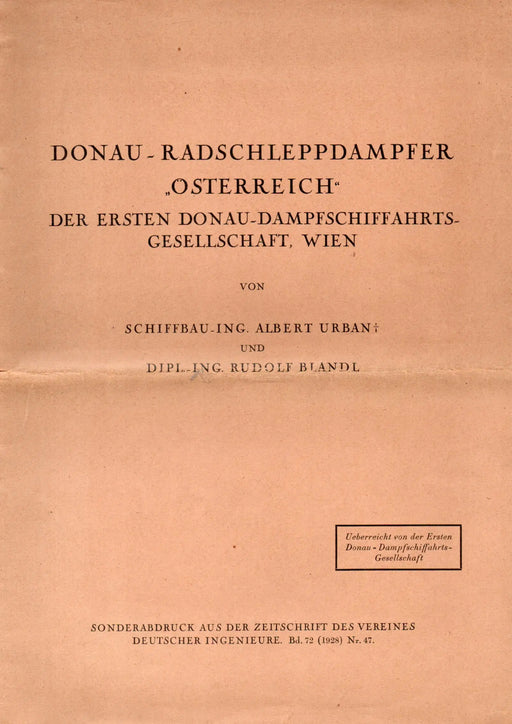Donau Redschleppdampfer "Österreich" - Oskola Antikvárium