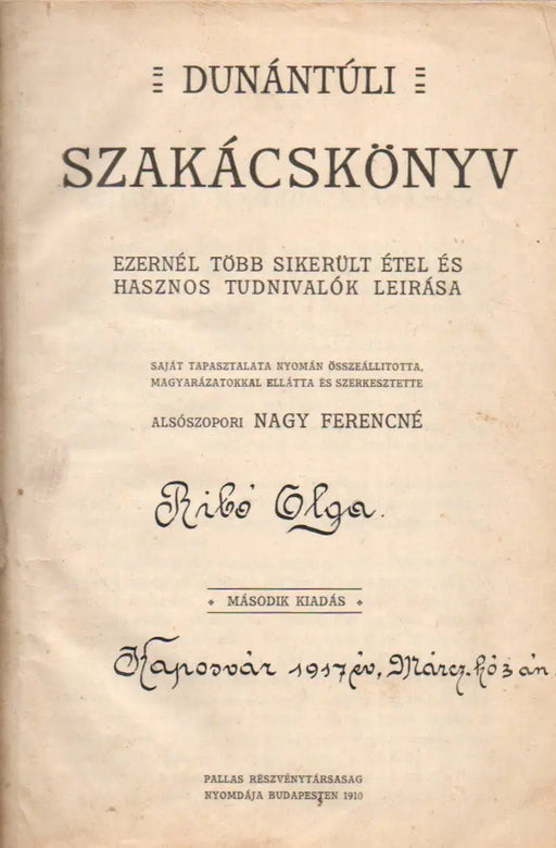 Dunántúli szakácskönyv - Oskola Antikvárium