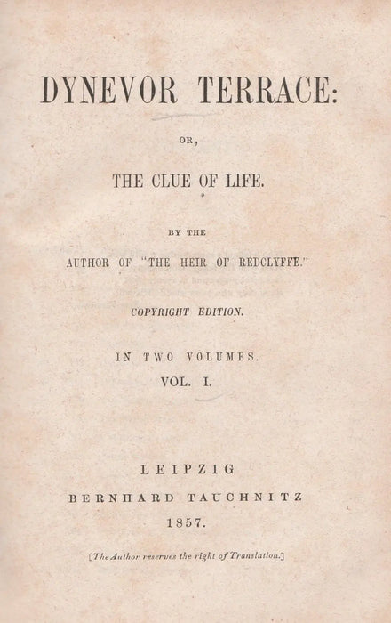 Dynevor Terrace: or The Clue of Life I. - Oskola Antikvárium
