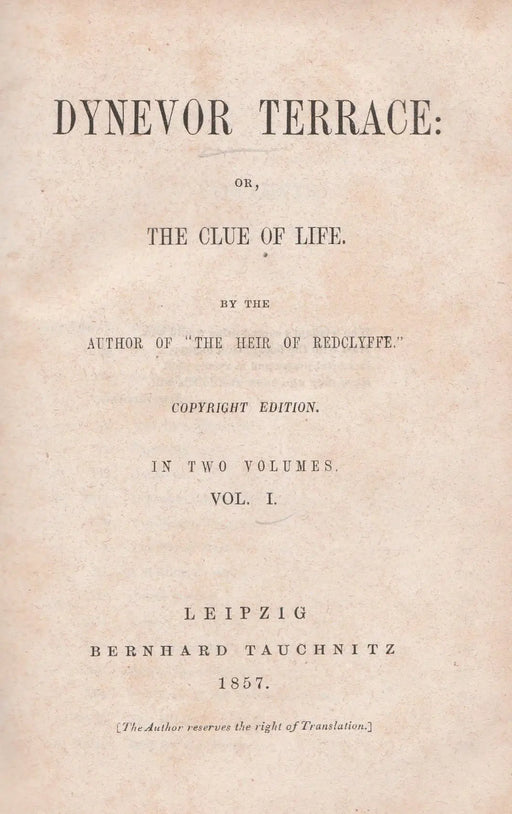 Dynevor Terrace: or The Clue of Life I. - Oskola Antikvárium