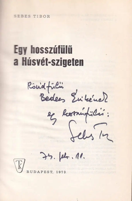 Egy hosszúfülű a Húsvét - szigeten - Oskola Antikvárium